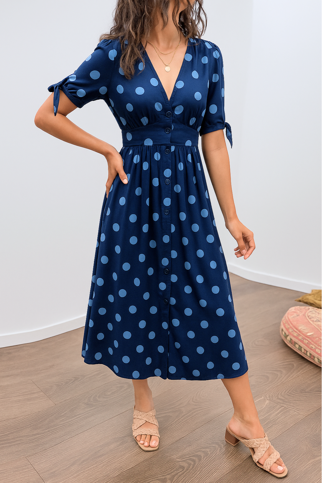 Josie™ | Elegant Satin Polka Dots Dress