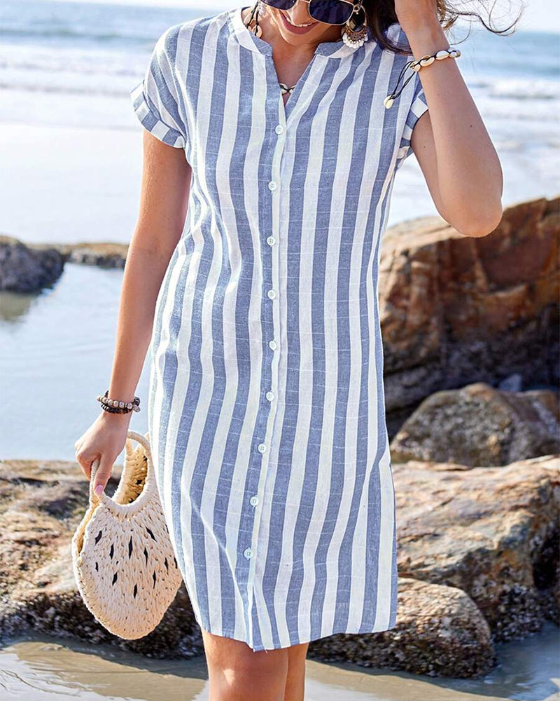 Kesha™ | Elegant Striped Shirt Dress