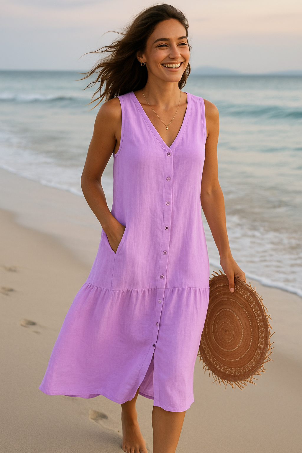 Lyra Linen Midi Dress