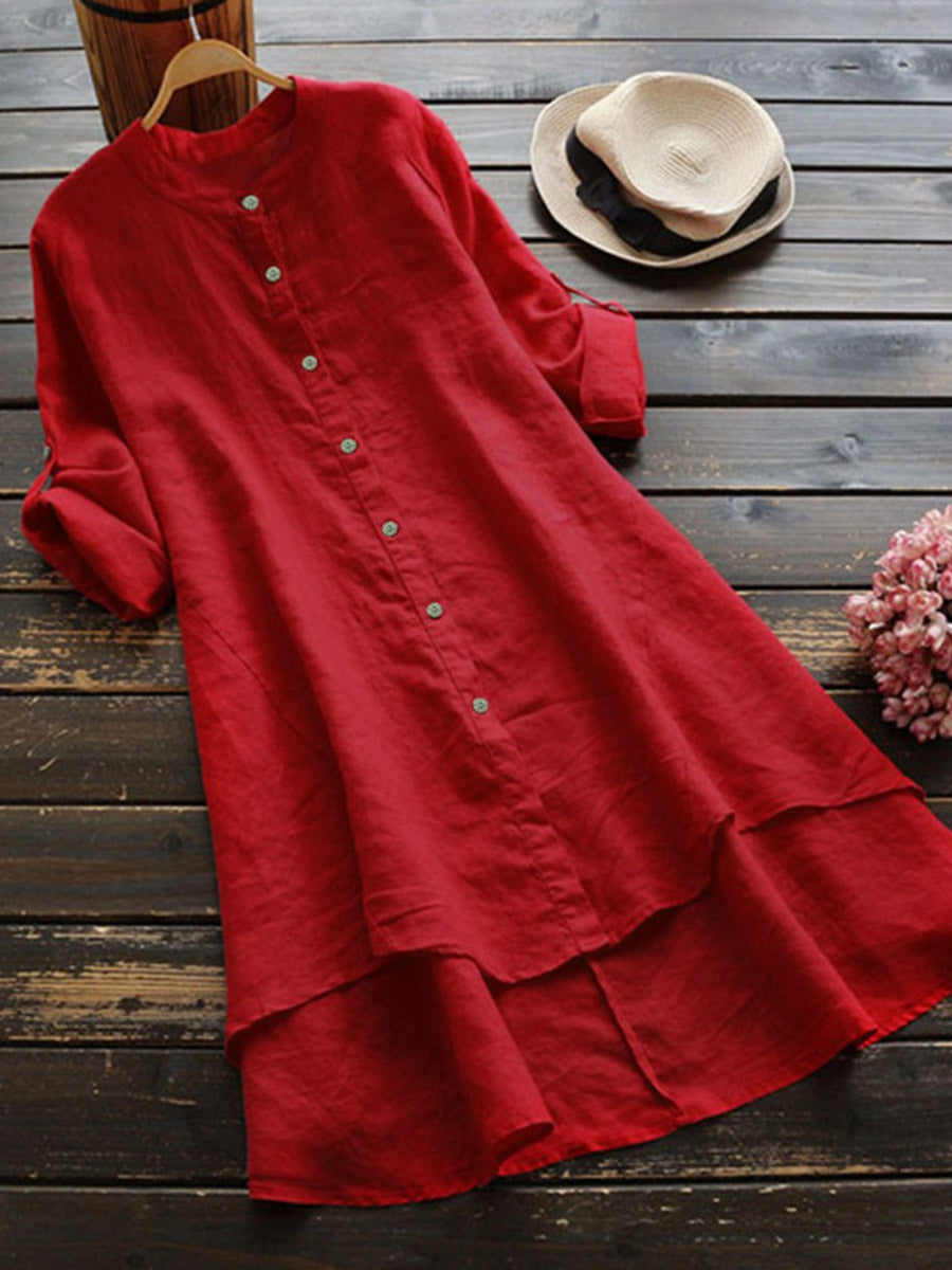 Haleena - Casual Linen Shirt Dress
