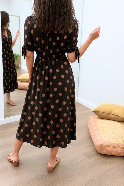 Josie™ | Elegant Satin Polka Dots Dress