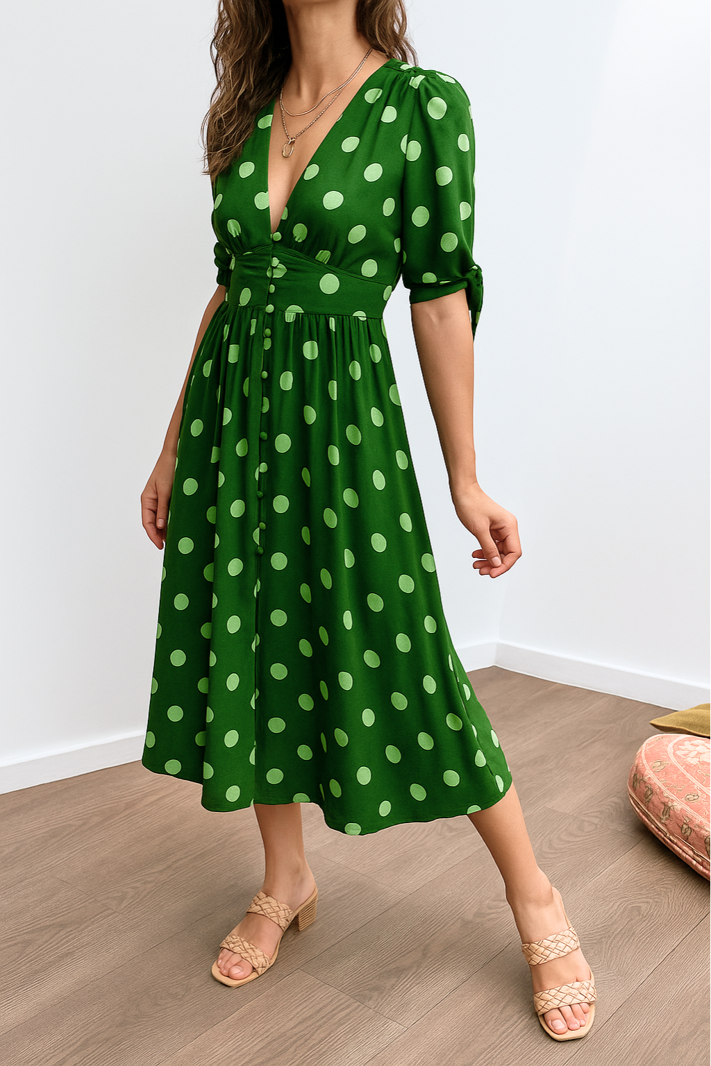 Josie™ | Elegant Satin Polka Dots Dress
