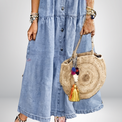 Sofia® | Soft Denim Dress with Buttons