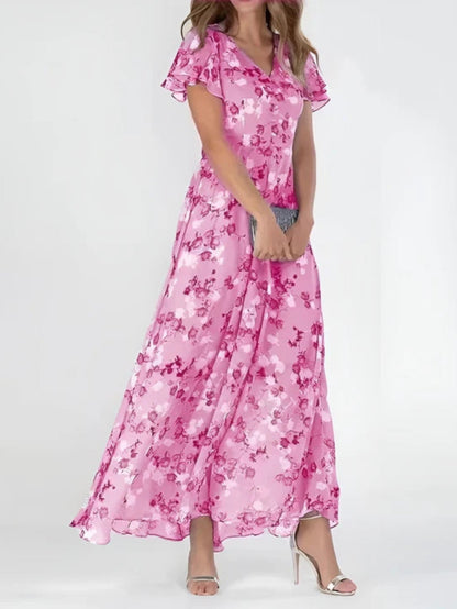 Alyssa™ | Flutter Sleeve Floral Maxi Dress