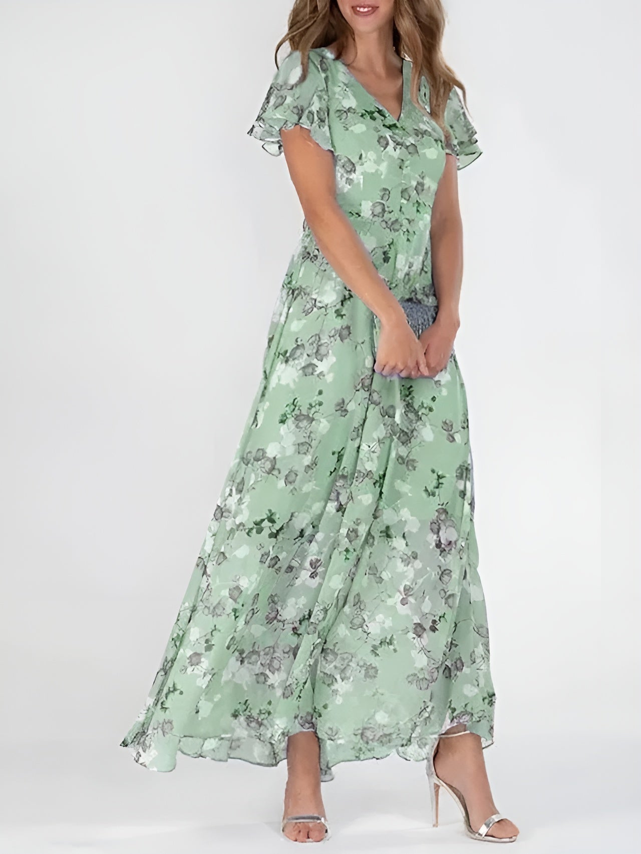 Alyssa™ | Flutter Sleeve Floral Maxi Dress