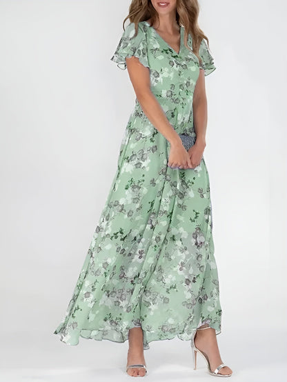Alyssa™ | Flutter Sleeve Floral Maxi Dress
