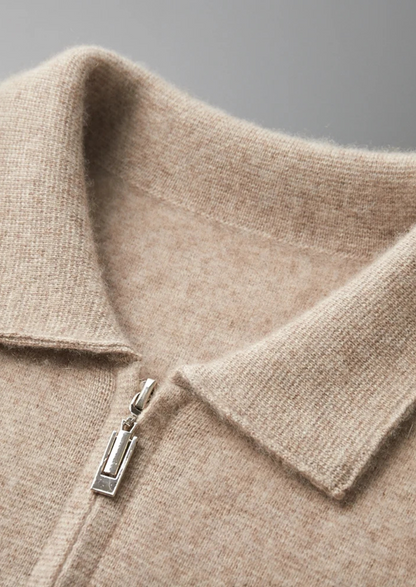 100% CASHMERE ZIPPER CARDIGAN