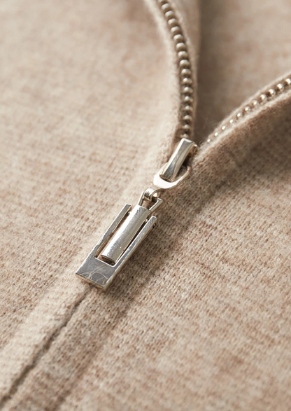 100% CASHMERE ZIPPER CARDIGAN