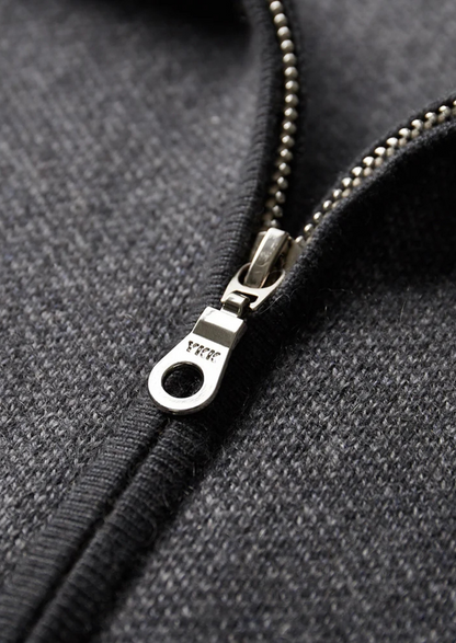 100% CASHMERE JACQUARD ZIP CARDIGAN