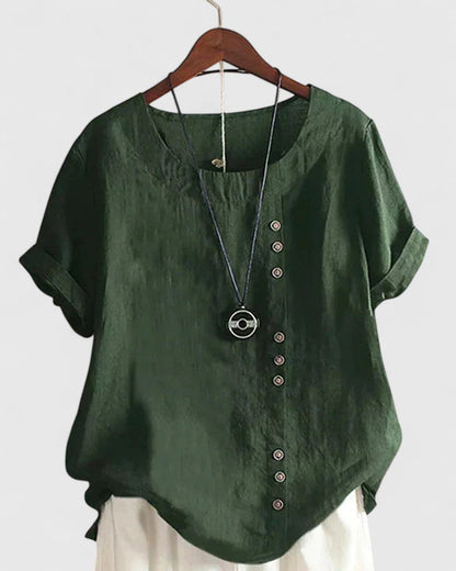 Elowen™ | Asymmetric Button Blouse