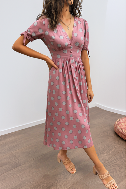 Josie™ | Elegant Satin Polka Dots Dress