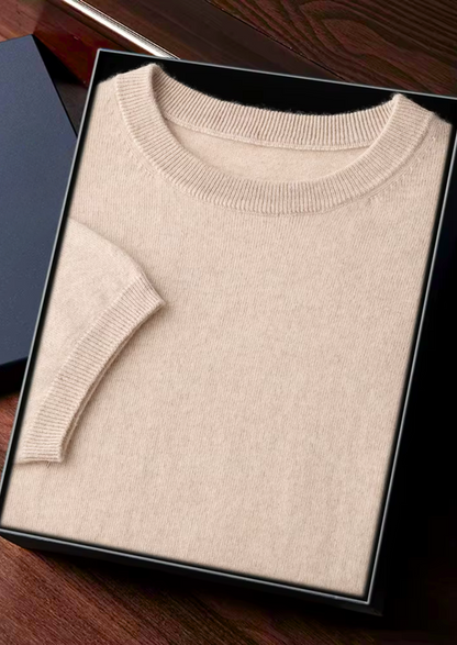 100% CASHMERE CLASSIC CREWNECK T-SHIRT