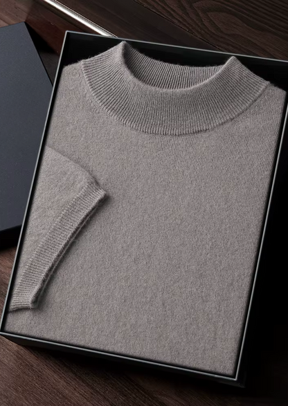 100% CASHMERE MOCK NECK T-SHIRT
