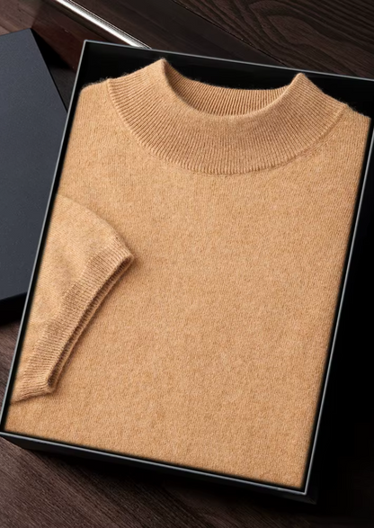 100% CASHMERE MOCK NECK T-SHIRT