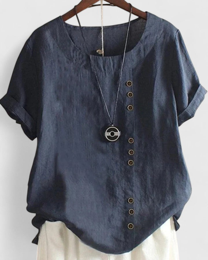 Elowen™ | Asymmetric Button Blouse