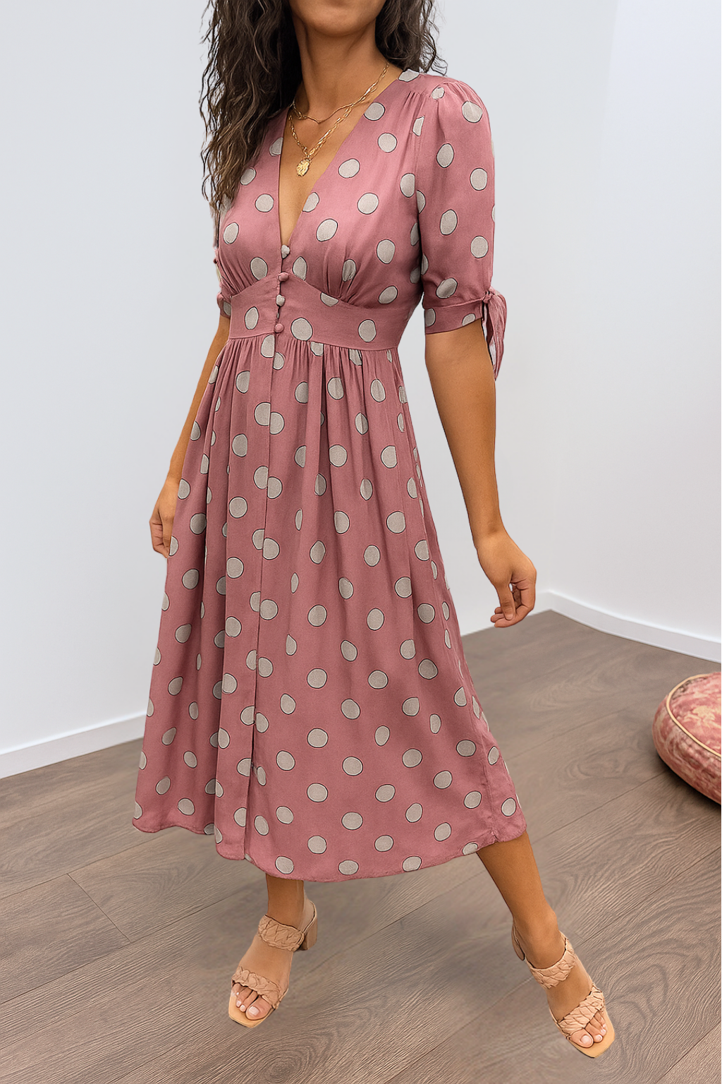 Josie™ | Elegant Satin Polka Dots Dress
