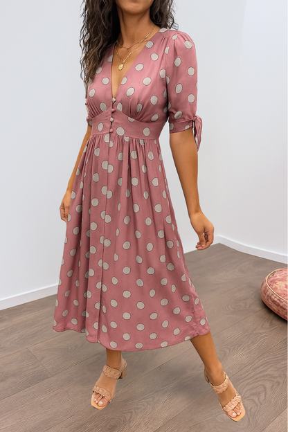 Josie™ | Elegant Satin Polka Dots Dress