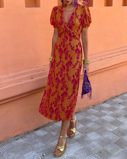 Via™ | Sophisticated V‑Neck Luxe Dress