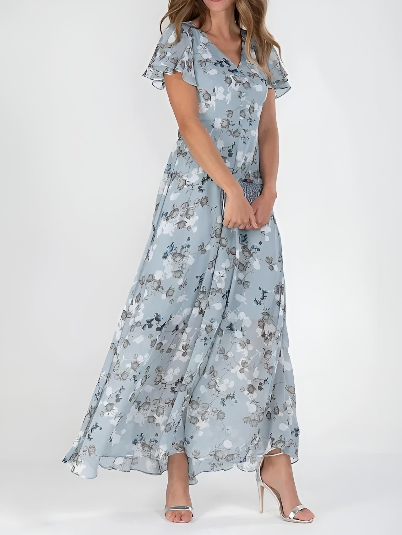 Alyssa™ | Flutter Sleeve Floral Maxi Dress
