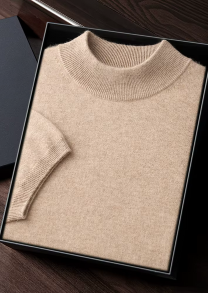 100% CASHMERE MOCK NECK T-SHIRT