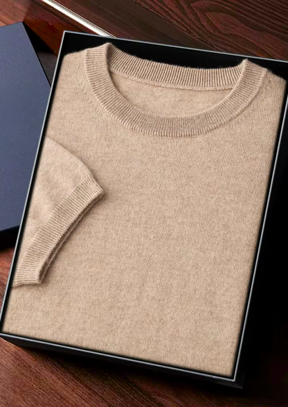 100% CASHMERE CLASSIC CREWNECK T-SHIRT