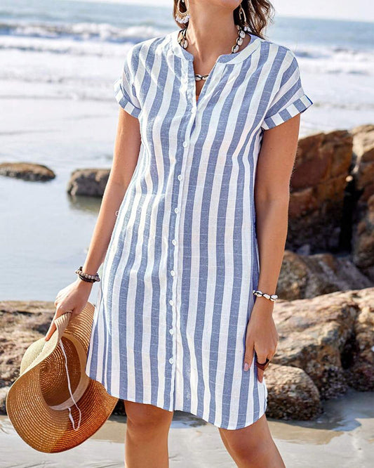 Kesha™ | Elegant Striped Shirt Dress