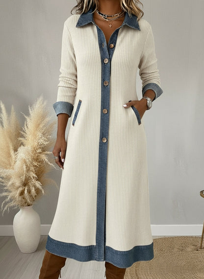 Robe Daryana – Patchwork Denim & Velours Côtelé