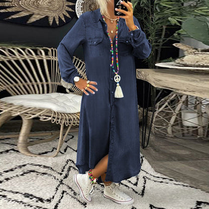 Sofia™ | Long Sleeve Maxi Dress in Denim