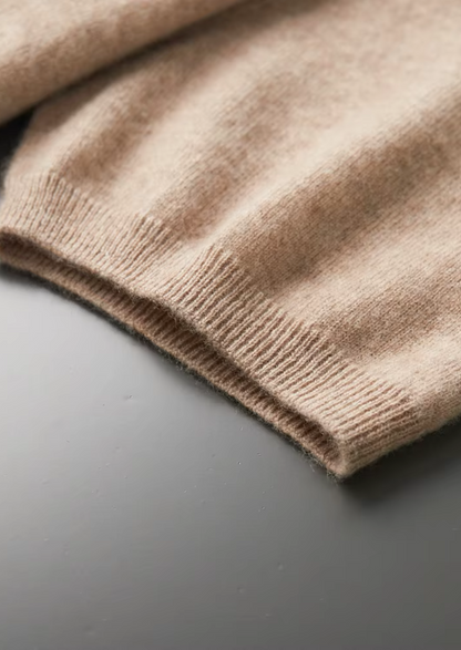 100% CASHMERE MOCK NECK T-SHIRT