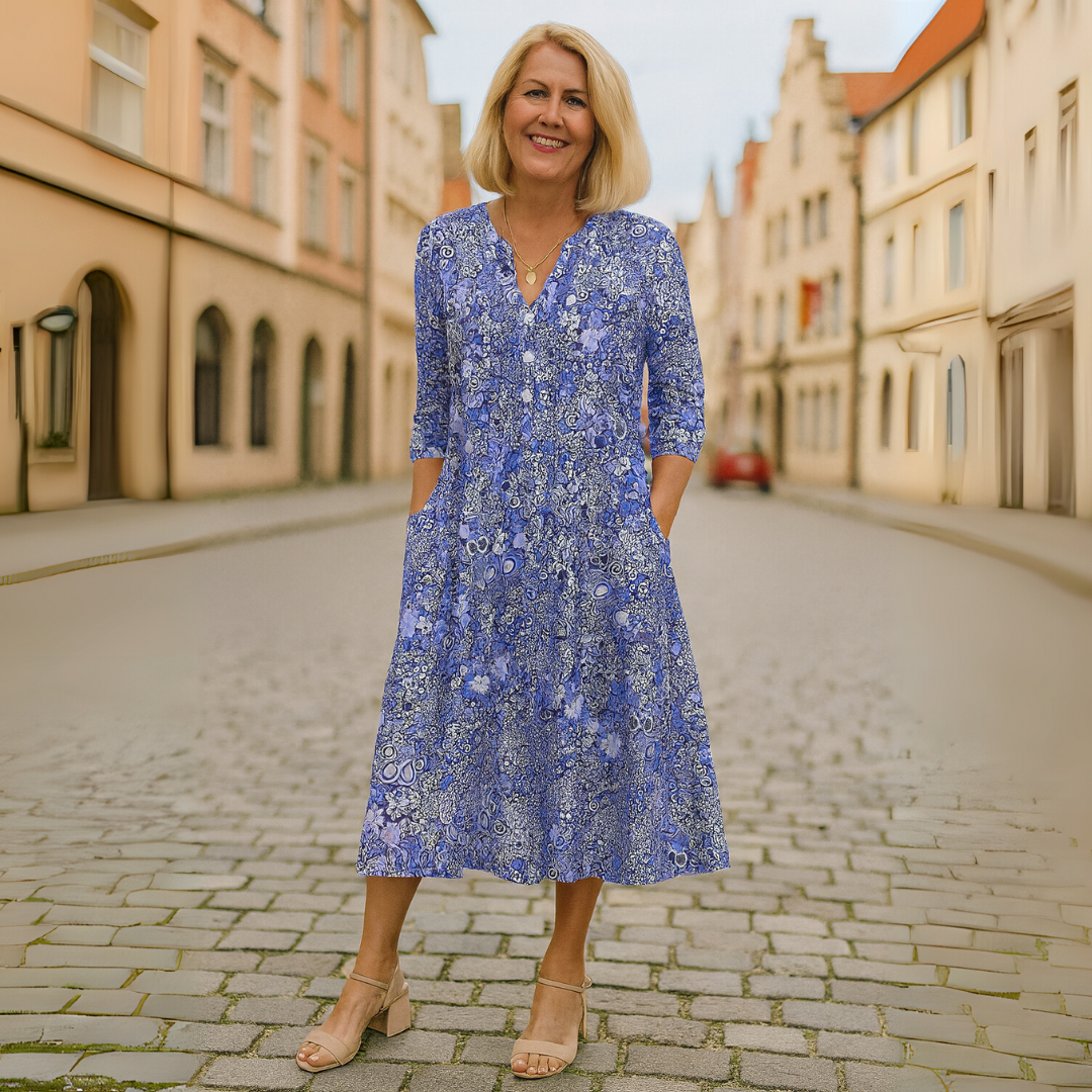 Lerina™ | Floral V-Neck Midi Dress