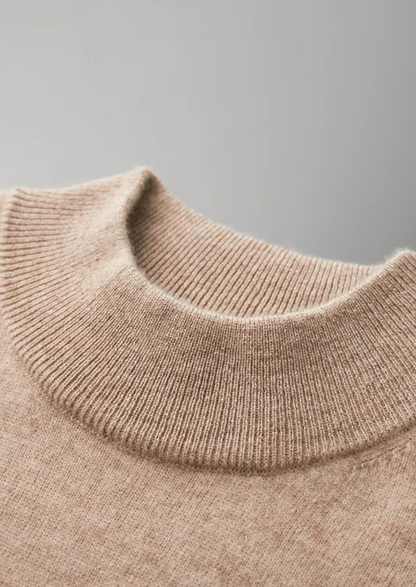 100% CASHMERE MOCK NECK T-SHIRT