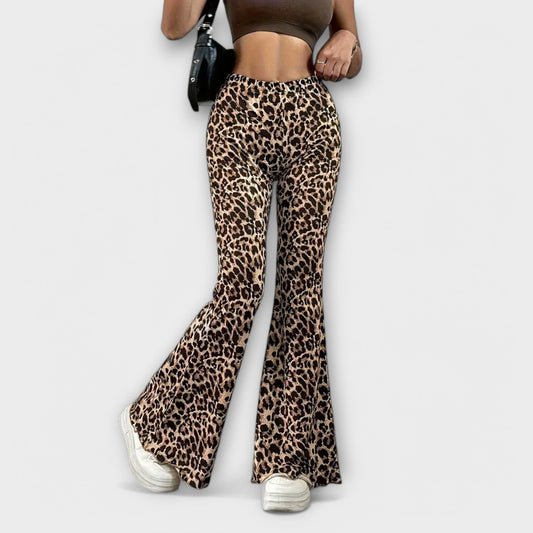 Leopard Print Bootcut Pants