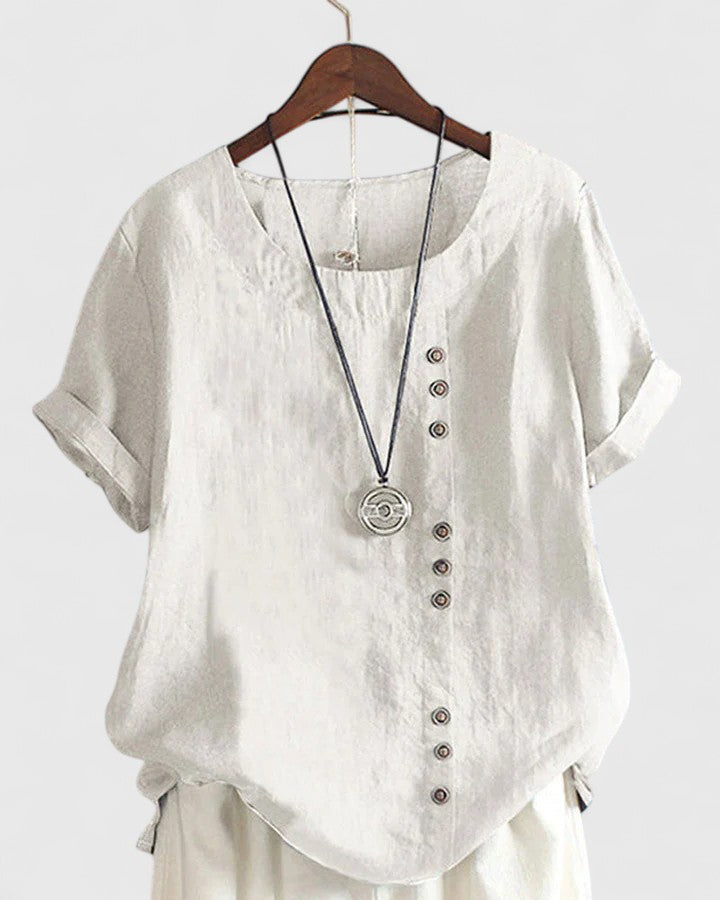 Elowen™ | Asymmetric Button Blouse