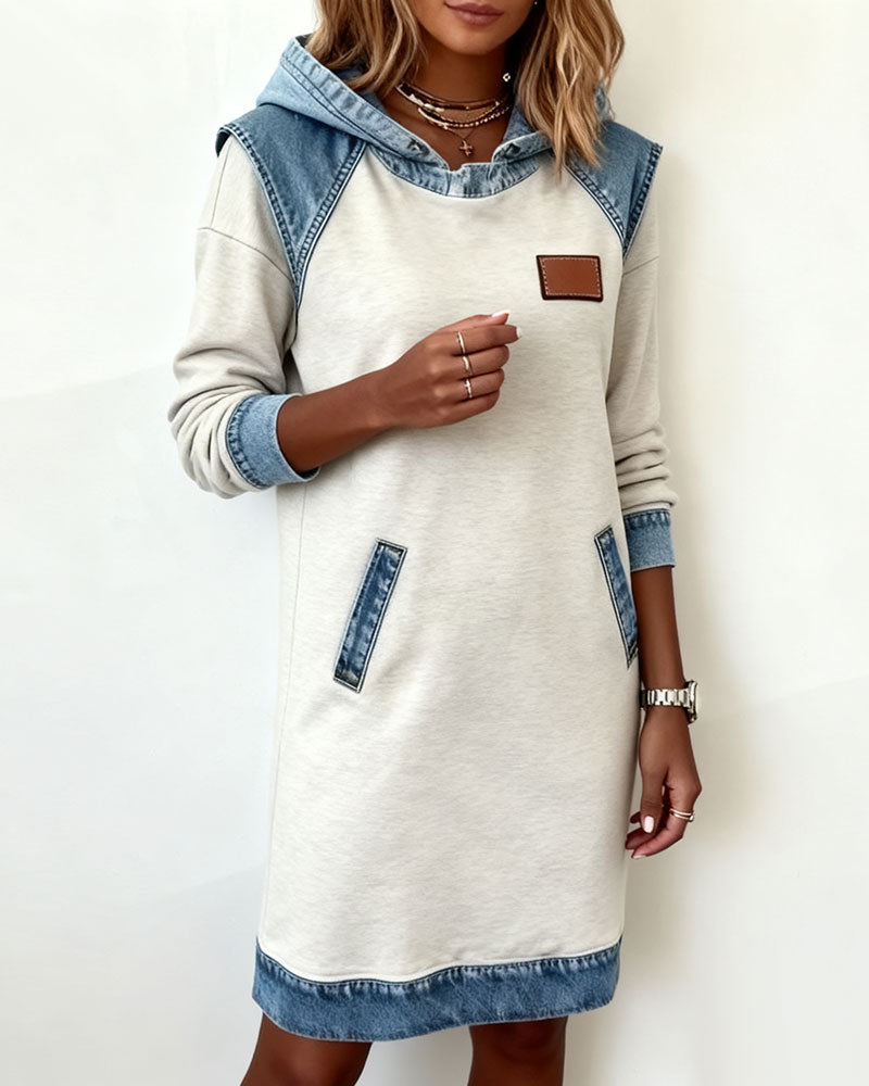 Hooded Paneled Contrast Dress
