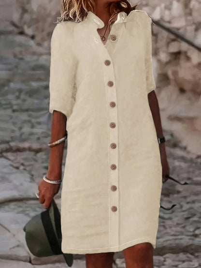 Sarah™ | Button-Down Linen Shirt Dress