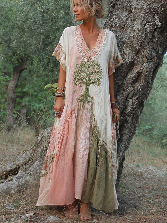 Winifred - Short Sleeve Dress In Retro Tree