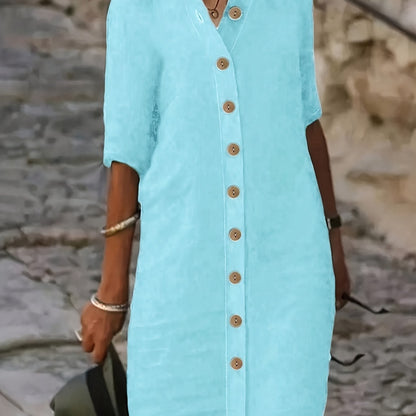 Sarah™ | Button-Down Linen Shirt Dress