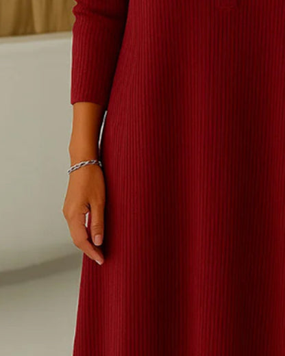 Long Sleeve Loose Fit Ribbed Dress