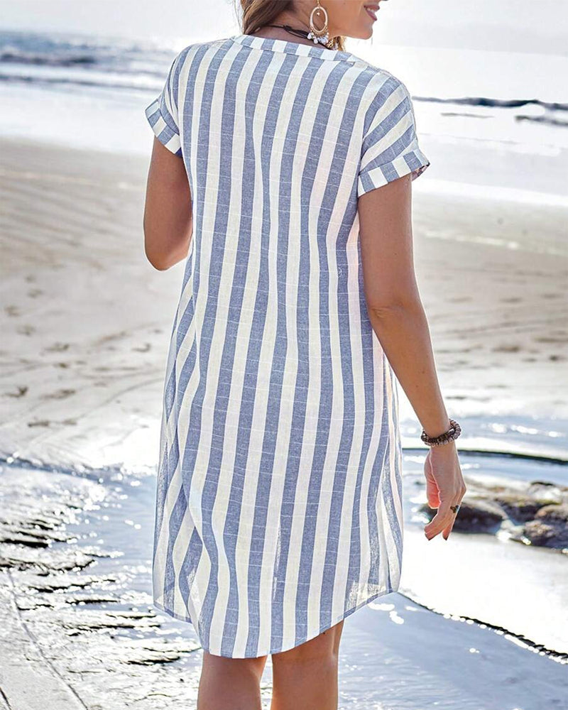 Kesha™ | Elegant Striped Shirt Dress
