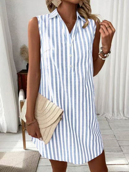 Annie™ | Elegant Striped Shirt Dress