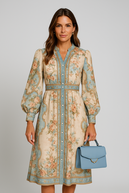 Ada | Long dress with buttoned floral print