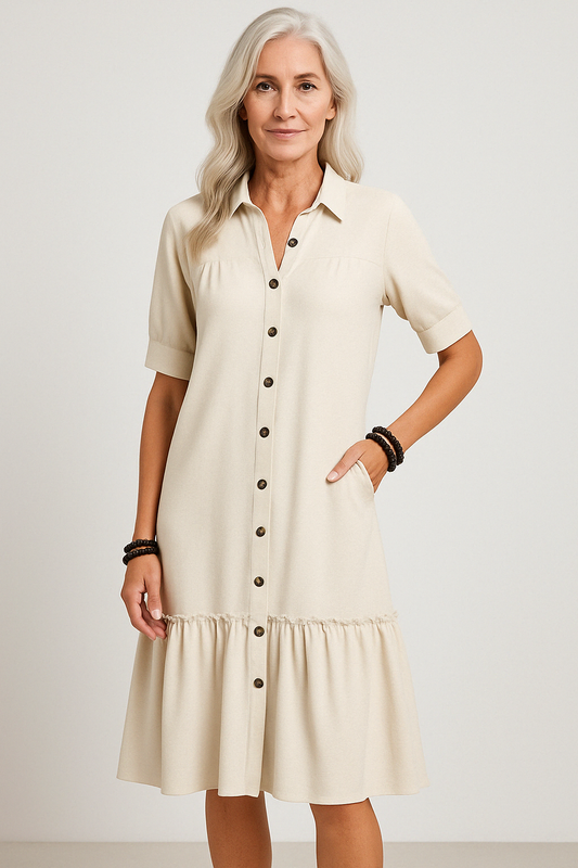 Aliyah | Button - Down Ruffle Hem dress