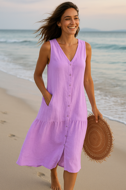 Lyra Linen Midi Dress