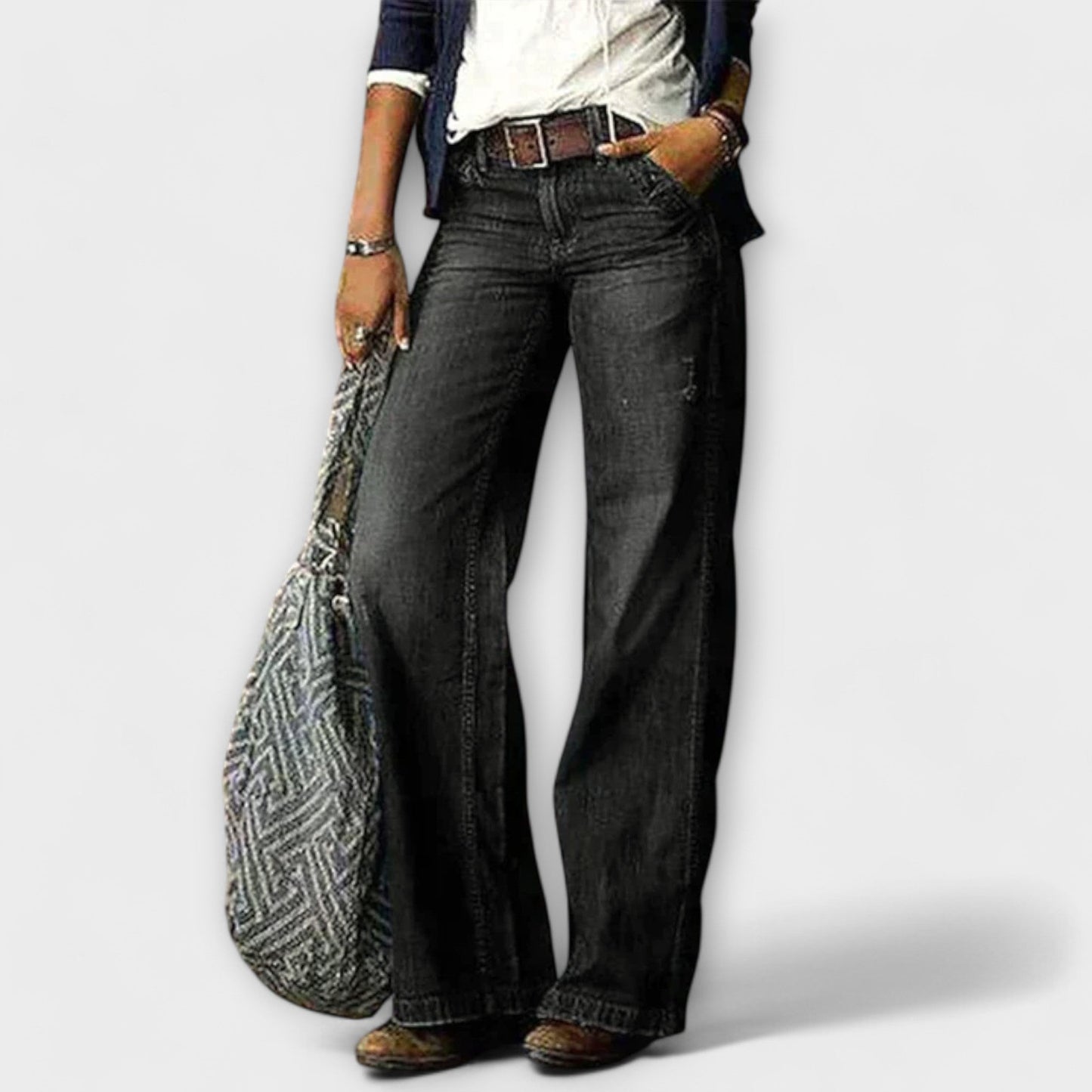 Cess - Denim trousers with wide legs