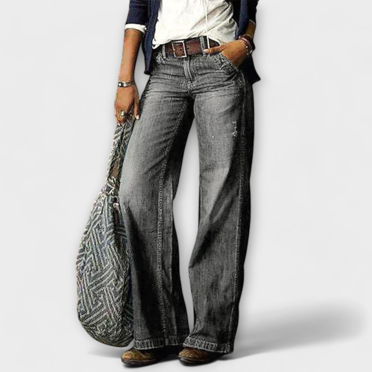Cess - Denim trousers with wide legs