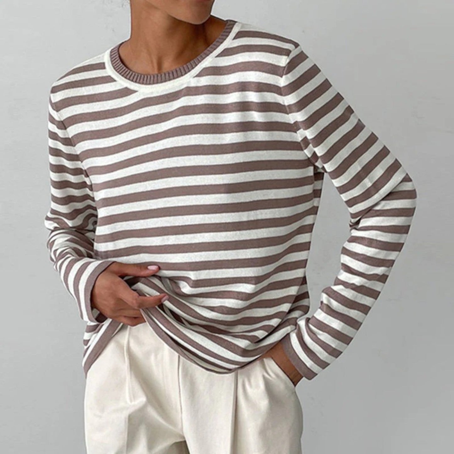 Umbra – Classic Long Sleeve Striped T-Shirt for Women