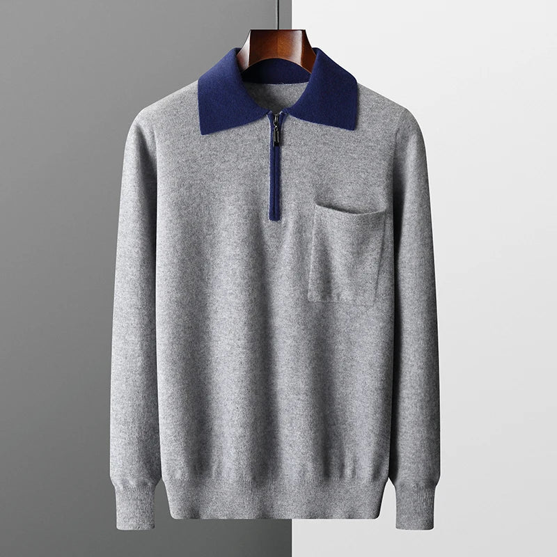 Daura™ | 100% CASHMERE POLO ZIP UP