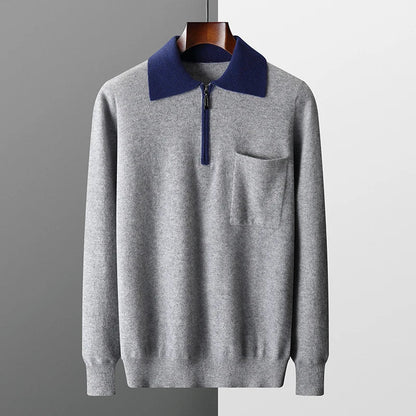 Daura™ | 100% CASHMERE POLO ZIP UP