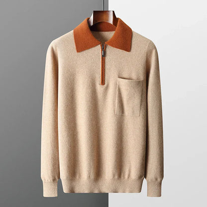 Daura™ | 100% CASHMERE POLO ZIP UP