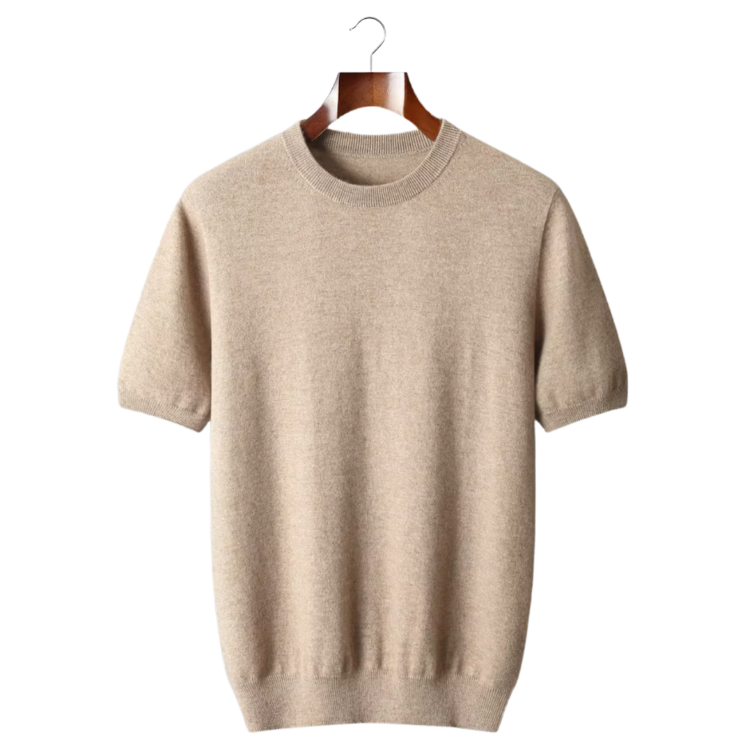 100% CASHMERE CLASSIC CREWNECK T-SHIRT